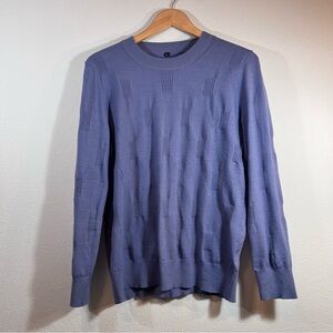 Arach & Cloz BlueRibbed Knit Crewneck Sweater | Soft Textured Pullover womens L